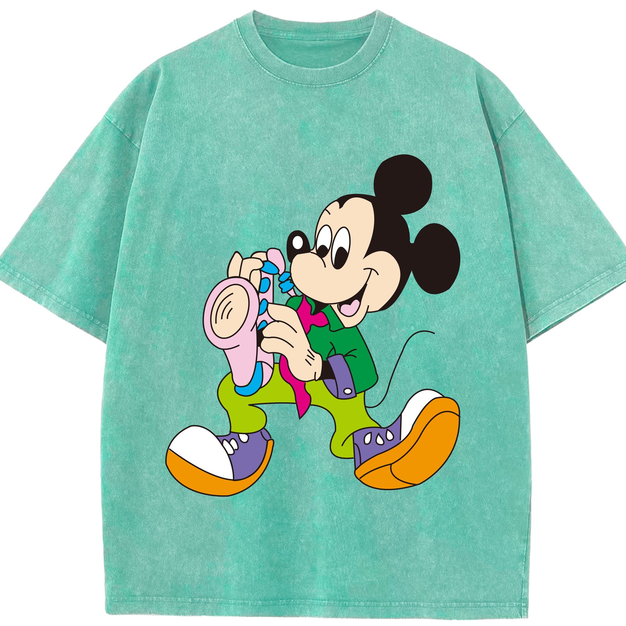 （画像用） ミッキーマウス Mickey Mouse 綿100% ヴィンテージ風 半袖Tシャツ（フロントプリント）